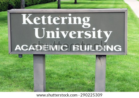 FLINT, MICHIGAN-JUNE, 2015:  Entrance and sign for the kettering University academic building.  kettering is one of the USA\'s most prominent engineering schools.