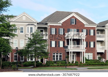 FRANKLIN, TN-AUGUST, 2015:  Condominium homes in an upscale development in Tennessee.