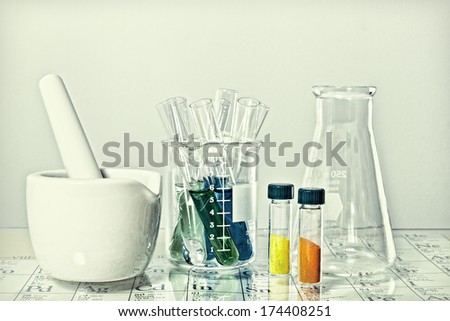 Chemistry glassware with periodic table