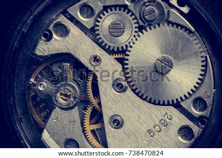 Vintage Watch details.Hour gear.Macro, close-up