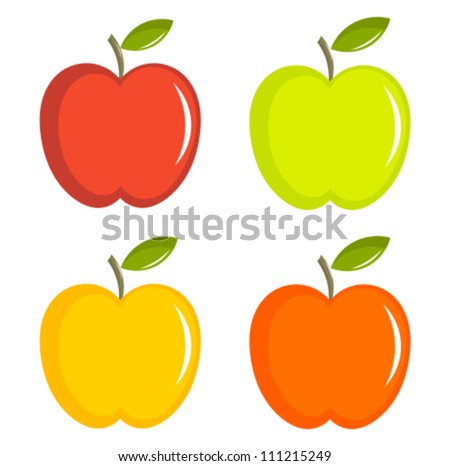 Set Of Colorful Apples - Vector Illustration - 111215249 : Shutterstock