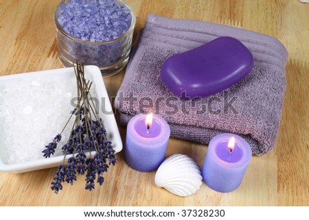 Spa Resort Therapy Composition - Lavender Flowers, Candles And ...