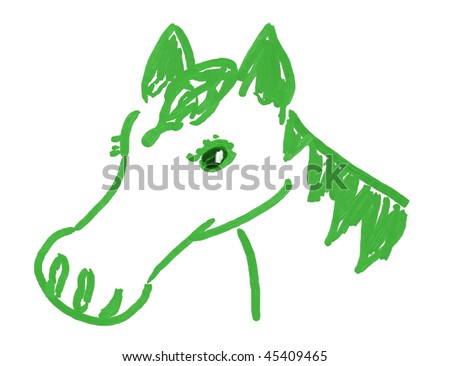 horse pictures to colour in. of horse in green colour.
