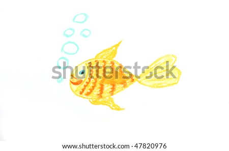 goldfish cartoon drawing. stock photo : Goldfish drawing
