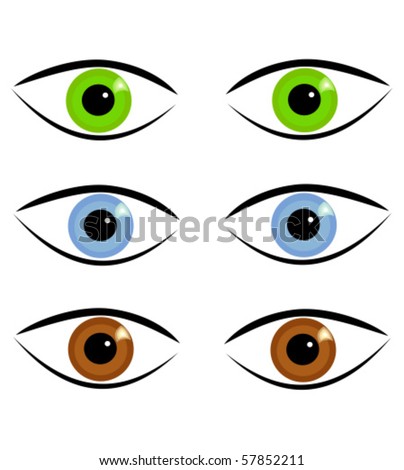 stock vector : Pairs of eyes in three different colors
