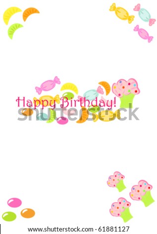 stock vector : Cute birthday card for child with many c