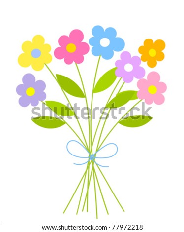 Cute bunch of flowers. Summer bouquet vector illustration