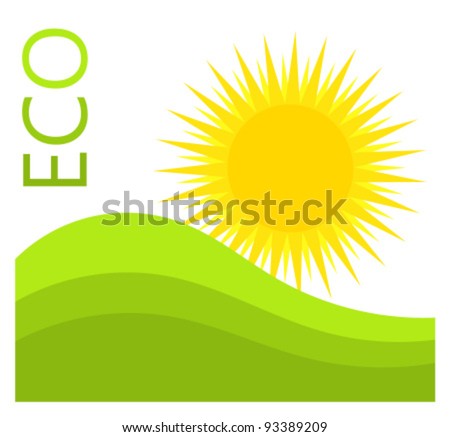 Green Label Singapore Logo Picture on Stock Vector   Sun And Green Hills  Eco Label Vector Illustration
