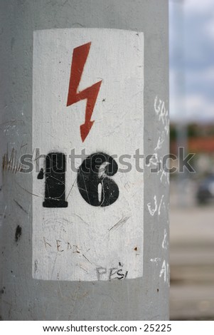 electric grid pole with 16 on it
