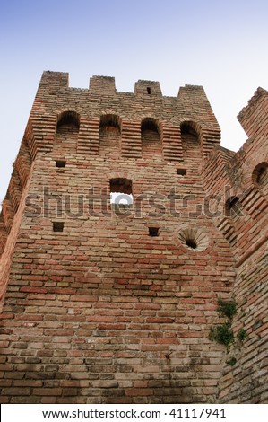Fortress tower isolated on the blue sky