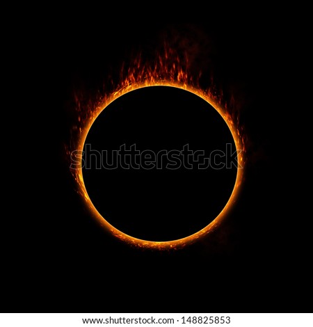 Burning ring of fire. concept for eclipse, solar energy, heat or use in a design