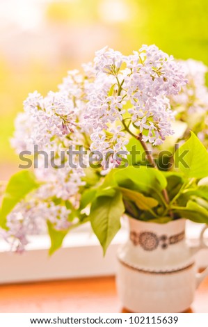 Soft focus picture of lilac in vase