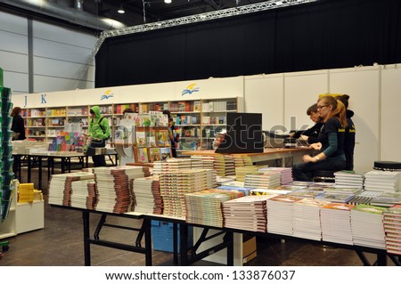 LEIPZIG, GERMANY - MARCH 15: Public day for Leipzig Book fair on March 15, 2013 in Leipzig, Germany. Leipzig Book Fair is the most important spring meeting place for the publishing and media sector.