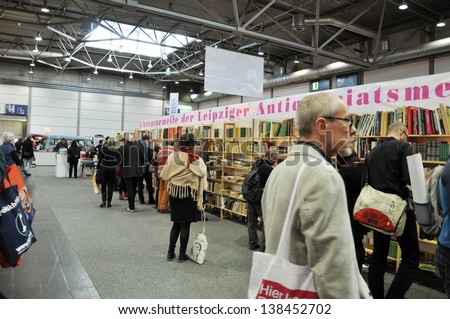 LEIPZIG, GERMANY - MARCH 15: Public day for Leipzig Book fair on March 15, 2013 in Leipzig, Germany. Leipzig Book Fair is the most important spring meeting place for the publishing and media sector.