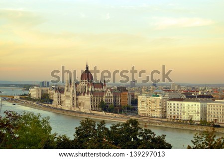 The Hungarian Parliament Building at sunset