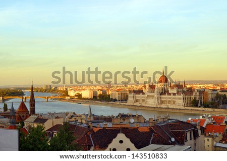 The Hungarian Parliament Building at sunset
