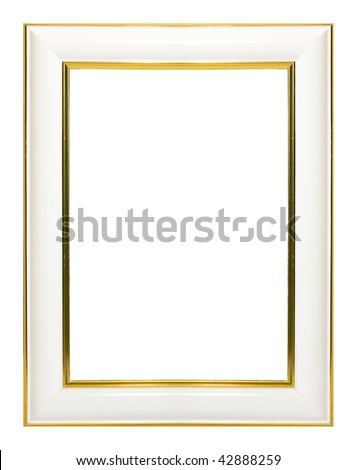 White-gold frame for a picture isolated on white - stock photo