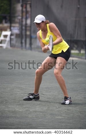 RALEIGH - MAY 13: Rebecca Marino, Women\'s Pro-circuit tennis player, competes in the RBC Women\'s Pro-Circuit tennis tournament at the North Hill\'s Club on May 13, 2009 in Raleigh, N.C.
