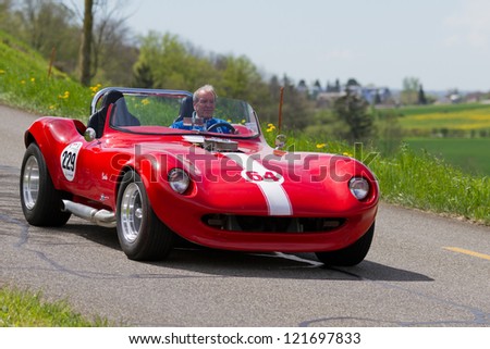 MUTSCHELLEN, SWITZERLAND-APRIL 29: Vintage race touring car Cheetah GTC R from 1964 at Grand Prix in Mutschellen, SUI on April 29, 2012.  Invited were vintage sports cars and motorbikes.