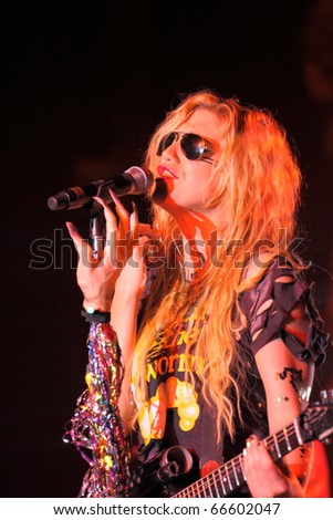 ZURICH - DECEMBER 05: Upcoming Los Angeles based popstar Ke$ha performs at club location X-TRA December 05, 2010 in Zurich, Switzerland. Kesha offered a wild show and owned the crowd