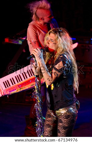 ZURICH - DECEMBER 05: Upcoming Los Angeles based popstar Ke$ha performs at club location X-TRA December 05, 2010 in Zurich, Switzerland. Kesha offered a wild show and owned the crowd.