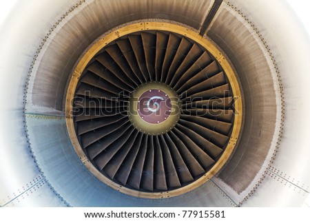 view inside a large high power jet engine