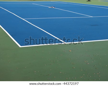 tennis court. blue ground tennis court.