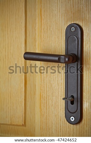 door handle. old brown door handle.