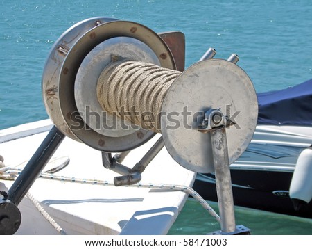 sailing winch. sail rope windlass. sailing rope.