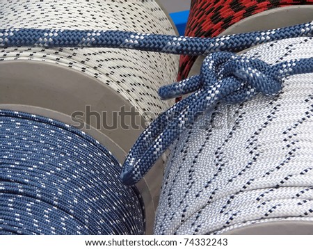 Nautical rope. Boat string. Nautical rope with the knot.