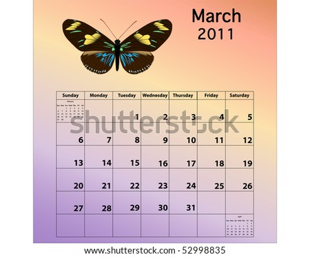 march calendars 2011. stock photo : March 2011