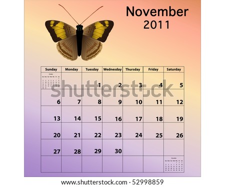 2011 Calendar November. stock photo : November 2011
