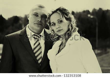 Portrait of a couple, husband and wife, wedding