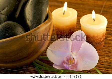 Zen-like scene with flower and candles