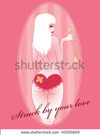 vintage pin up valentine. stock vector : Valentine Girl Vintage Pin-up