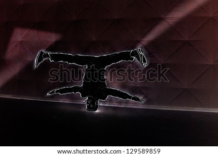 Upside down break-dance dancer