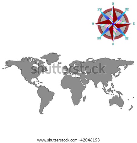 world map vector art. stock vector : gray world map