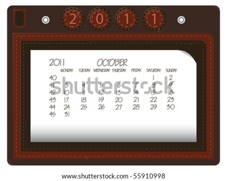 calendar october 2011. stock vector : october 2011