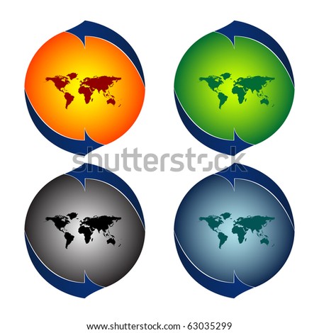 the world map round. round logos with world map