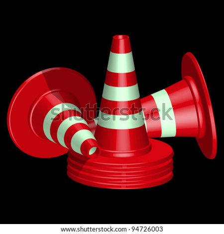Red & black pictures Stock-vector-red-traffic-cones-with-round-base-against-black-background-abstract-vector-art-illustration-94726003