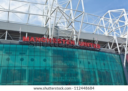 MANCHESTER, ENGLAND - SEPT 4: Old Trafford stadium on September 4 ,2012 in Manchester, England. Old Trafford is home to Manchester United football club one of the most successful clubs in England