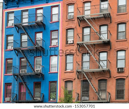 Fire escapes on apartments in New York City