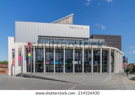 CANTERBURY,ENGLAND-AUG 20:Marlowe Theatre on August 20th,2014 in Canterbury, England. The theatre was named after the playwright Christopher Marlowe, who was born and attended school in the city.
