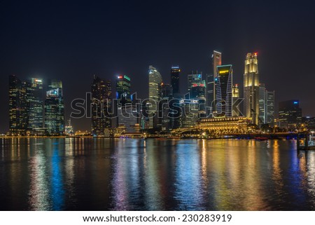 SINGAPORE - NOV 1 : Singapore riverside on November 1st, 2014 in Singapore. Singapore has the third-highest per capita income in the world but one of the world\'s highest income inequalities