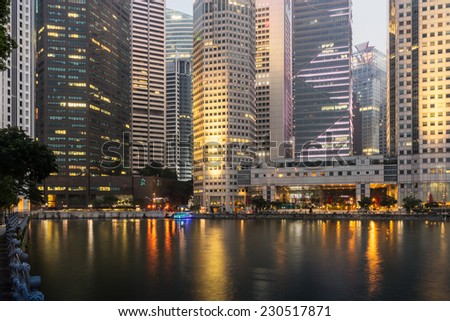 SINGAPORE - NOV 2 : Singapore riverside on November 2nd, 2014 in Singapore. Singapore has the third-highest per capita income in the world but one of the world\'s highest income inequalities