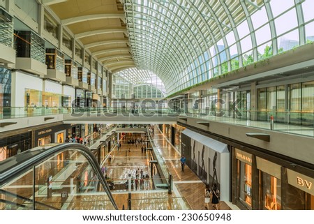 SINGAPORE - OCT 31 : Marina Bay Mall on October 31st 2014 in Singapore. Singapore has the third-highest per capita income in the world but one of the world\'s highest income inequalities