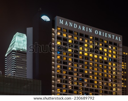 SINGAPORE - NOV 1: The Mandarin Hotel on November 1st 2014 in Singapore. Built in 1987, the hotel underwent a significant renovation in 2004 from H.L. Lim of LTW Design Works  to update the hotel.
