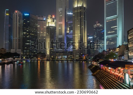 SINGAPORE - NOV 2: Singapore riverside on November 2nd, 2014 in Singapore. Singapore has the third-highest per capita income in the world but one of the world\'s highest income inequalities