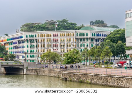 SINGAPORE - OCT 31 : Old Hill St Police Station on October 31st, 2014 in Singapore. Singapore has the third-highest per capita income in the world but one of the world\'s highest income inequalities