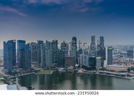 SINGAPORE - OCT 31 : Singapore riverside on October 31st 2014 in Singapore. Singapore has the third-highest per capita income in the world but one of the world\'s